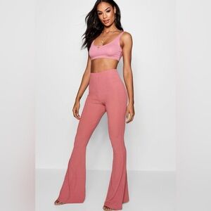 Pink flared bell bottom pants